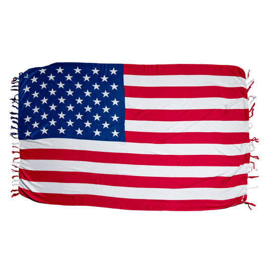 TEAM USA FLAG CANGA - Red White & Blue - Brazilian Beach Towel (Sarong/Pareo)