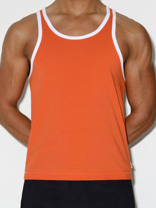 Throwback Tank Basketball Orange - front view