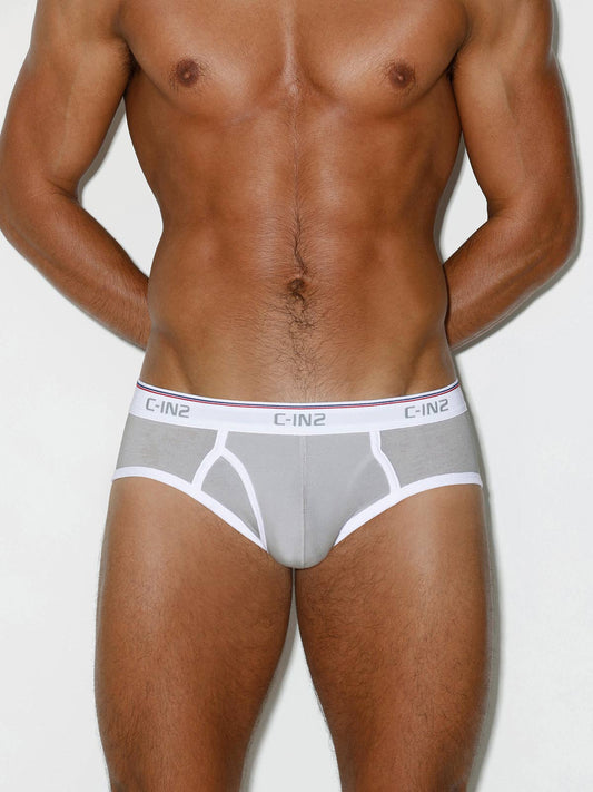Throwback Fly Front Brief Stone - front view