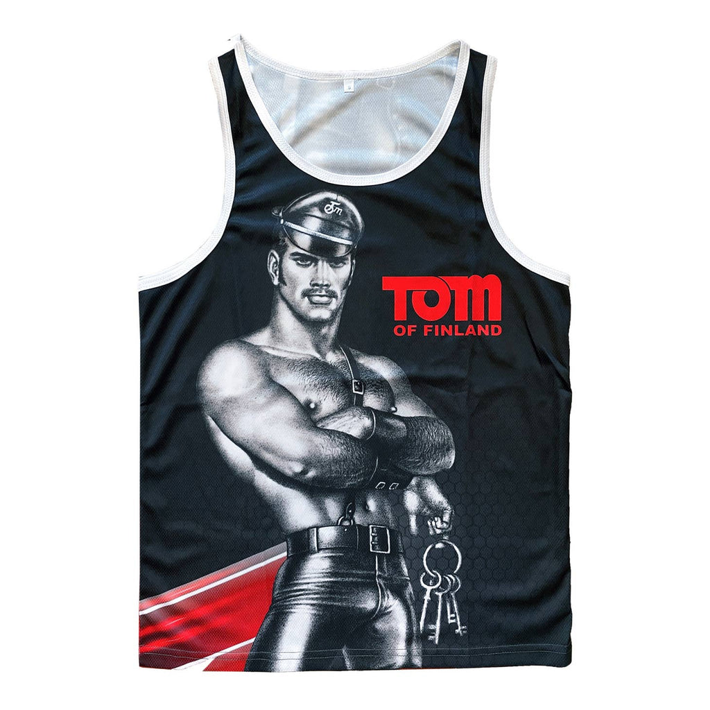 Tom of Finland Leather Stud Mesh Tank Top