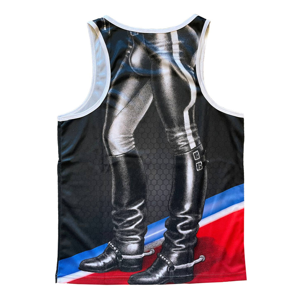 Tom of Finland Leather Stud Mesh Tank Top