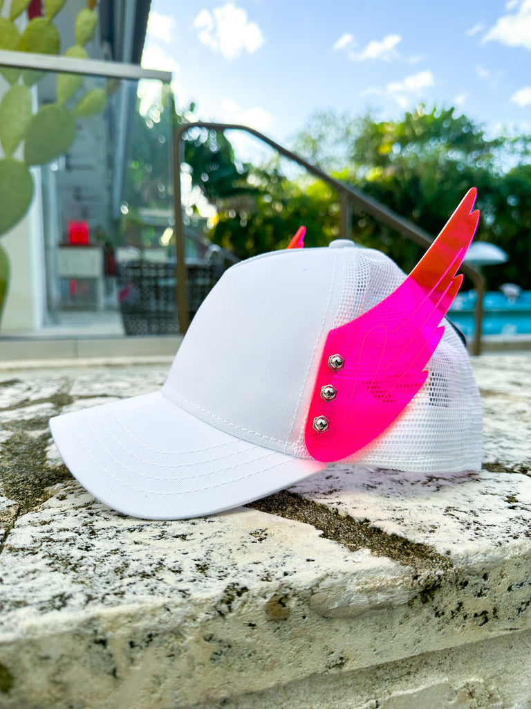 Pink Wings White Hat