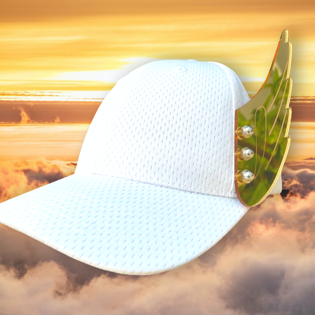 Golden Mirror Wings White Hat lo