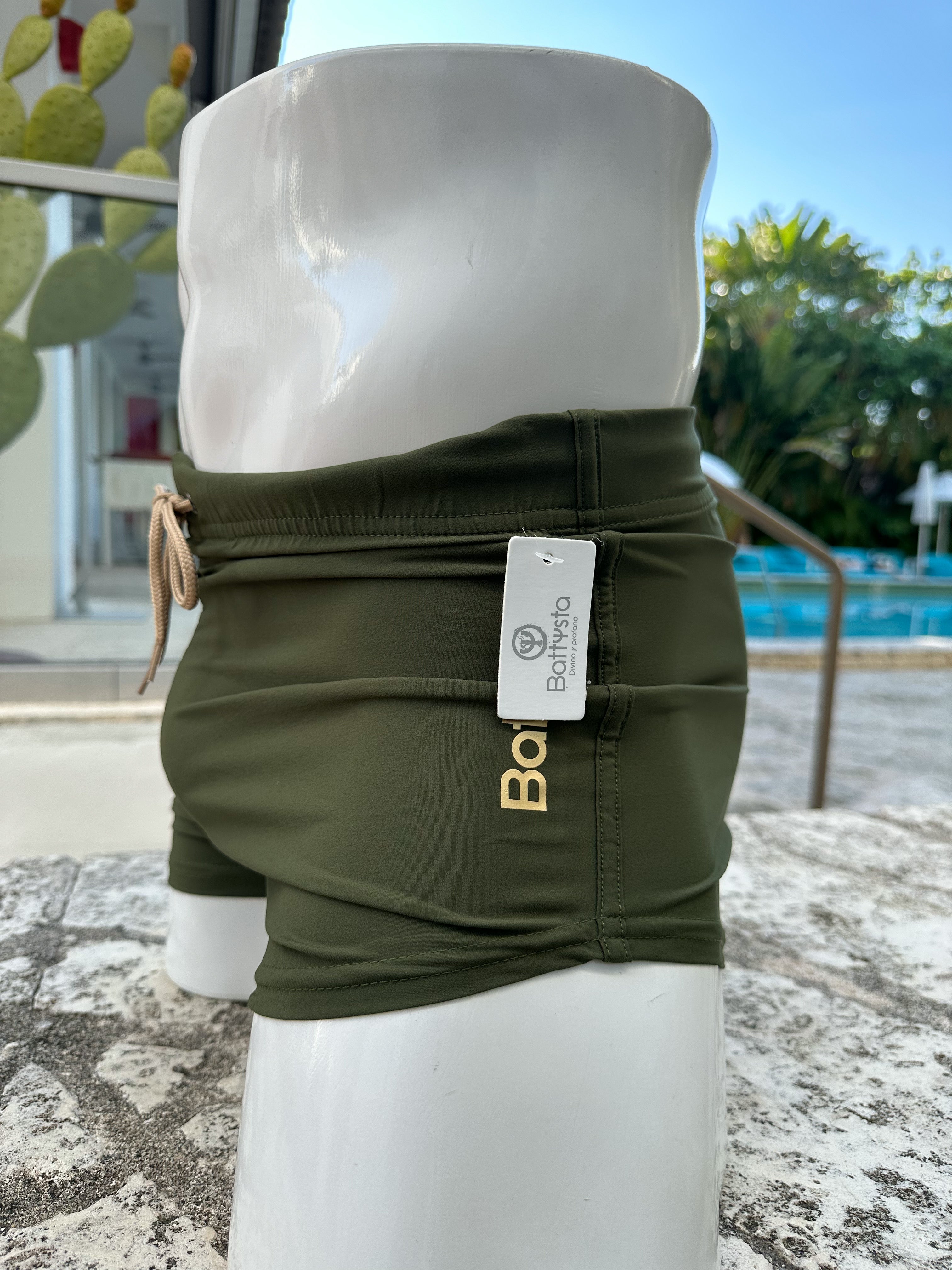 Military Green pool shorts | MEN SHORTS | BATTYSTA | OUTFAIR | OUTFAIR